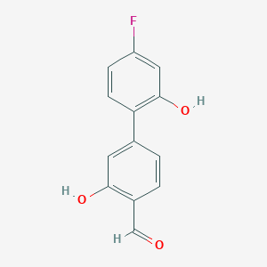 molecular formula C13H9FO3 B6377830 5-(4-Fluoro-2-hydroxyphenyl)-2-formylphenol, 95% CAS No. 1261892-04-9