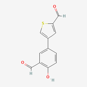 molecular formula C12H8O3S B6377836 4-(2-Formylthiophen-4-yl)-2-formylphenol, 95% CAS No. 1261966-03-3