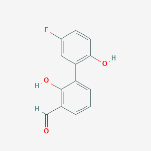 molecular formula C13H9FO3 B6377848 6-(5-Fluoro-2-hydroxyphenyl)-2-formylphenol, 95% CAS No. 1261902-59-3