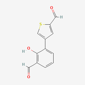 molecular formula C12H8O3S B6377853 6-(2-Formylthiophen-4-yl)-2-formylphenol, 95% CAS No. 1262003-24-6