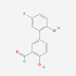 molecular formula C13H9FO3 B6377878 4-(5-Fluoro-2-hydroxyphenyl)-2-formylphenol, 95% CAS No. 1111120-19-4