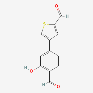 molecular formula C12H8O3S B6377910 5-(2-Formylthiophen-4-yl)-2-formylphenol, 95% CAS No. 1261994-89-1