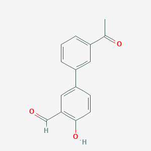 molecular formula C15H12O3 B6377938 4-(3-Acetylphenyl)-2-formylphenol, 95% CAS No. 1111119-99-3