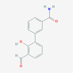 molecular formula C14H11NO3 B6378002 6-(3-Aminocarbonylphenyl)-2-formylphenol, 95% CAS No. 1258615-41-6