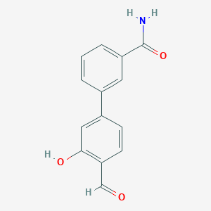 molecular formula C14H11NO3 B6378035 5-(3-Aminocarbonylphenyl)-2-formylphenol, 95% CAS No. 1261895-09-3