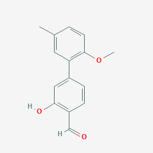 molecular formula C15H14O3 B6378049 2-Formyl-5-(2-methoxy-5-methylphenyl)phenol, 95% CAS No. 1261995-24-7