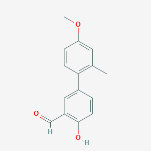 molecular formula C15H14O3 B6378050 2-Formyl-4-(4-methoxy-2-methylphenyl)phenol, 95% CAS No. 1111120-01-4