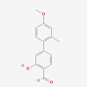 molecular formula C15H14O3 B6378055 2-Formyl-5-(4-methoxy-2-methylphenyl)phenol, 95% CAS No. 1261892-07-2