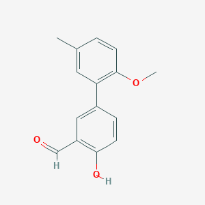 molecular formula C15H14O3 B6378071 2-Formyl-4-(2-methoxy-5-methylphenyl)phenol, 95% CAS No. 1111128-79-0
