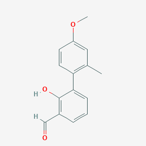 molecular formula C15H14O3 B6378080 2-Formyl-6-(4-methoxy-2-methylphenyl)phenol, 95% CAS No. 1261950-26-8