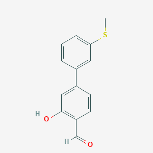 molecular formula C14H12O2S B6378110 2-Formyl-5-(3-methylthiophenyl)phenol, 95% CAS No. 1261988-18-4