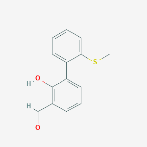 molecular formula C14H12O2S B6378122 2-Formyl-6-(2-methylthiophenyl)phenol, 95% CAS No. 1261994-95-9