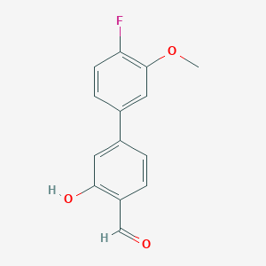 molecular formula C14H11FO3 B6378181 5-(4-Fluoro-3-methoxyphenyl)-2-formylphenol, 95% CAS No. 1262003-82-6