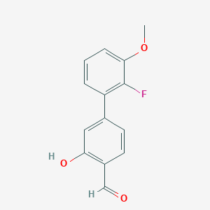 molecular formula C14H11FO3 B6378192 5-(2-Fluoro-3-methoxyphenyl)-2-formylphenol, 95% CAS No. 1261918-94-8
