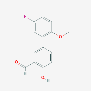 molecular formula C14H11FO3 B6378198 4-(5-Fluoro-2-methoxyphenyl)-2-formylphenol, 95% CAS No. 1111120-73-0