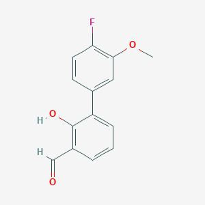 molecular formula C14H11FO3 B6378201 6-(4-Fluoro-3-methoxyphenyl)-2-formylphenol, 95% CAS No. 1261892-09-4