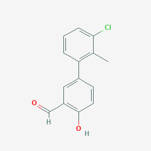 molecular formula C14H11ClO2 B6378218 4-(3-Chloro-2-methylphenyl)-2-formylphenol, 95% CAS No. 1111120-27-4
