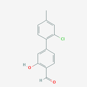 molecular formula C14H11ClO2 B6378224 5-(2-Chloro-4-methylphenyl)-2-formylphenol, 95% CAS No. 1261895-16-2