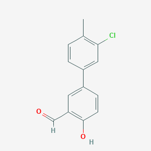 molecular formula C14H11ClO2 B6378239 4-(3-Chloro-4-methylphenyl)-2-formylphenol, 95% CAS No. 1111129-34-0