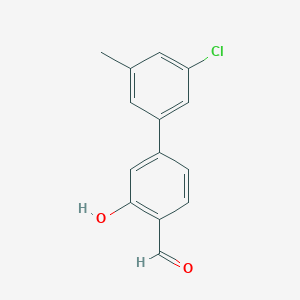 molecular formula C14H11ClO2 B6378240 5-(3-Chloro-5-methylphenyl)-2-formylphenol, 95% CAS No. 1261953-49-4