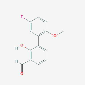 molecular formula C14H11FO3 B6378249 6-(5-Fluoro-2-methoxyphenyl)-2-formylphenol, 95% CAS No. 1261892-12-9