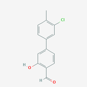 molecular formula C14H11ClO2 B6378251 5-(3-Chloro-4-methylphenyl)-2-formylphenol, 95% CAS No. 1261919-20-3