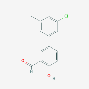 molecular formula C14H11ClO2 B6378257 4-(3-Chloro-5-methylphenyl)-2-formylphenol, 95% CAS No. 1261919-22-5