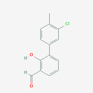 molecular formula C14H11ClO2 B6378262 6-(3-Chloro-4-methylphenyl)-2-formylphenol, 95% CAS No. 1261953-46-1