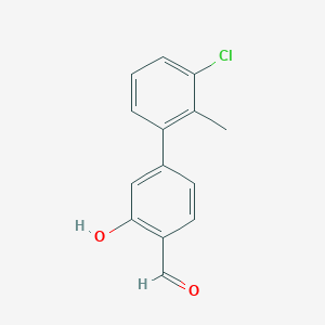 molecular formula C14H11ClO2 B6378263 5-(3-Chloro-2-methylphenyl)-2-formylphenol, 95% CAS No. 1261950-33-7