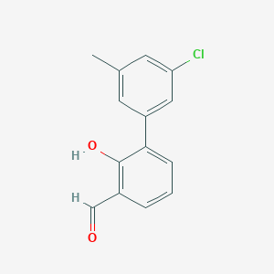 molecular formula C14H11ClO2 B6378269 6-(3-Chloro-5-methylphenyl)-2-formylphenol, 95% CAS No. 1261907-21-4