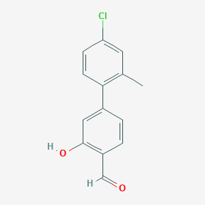 molecular formula C14H11ClO2 B6378281 5-(4-Chloro-2-methylphenyl)-2-formylphenol, 95% CAS No. 1261902-79-7