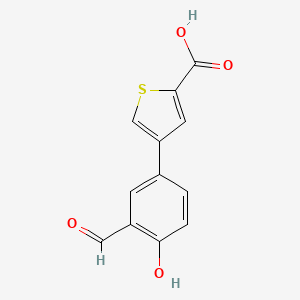 molecular formula C12H8O4S B6378286 4-(2-Carboxythiophene-4-yl)-2-formylphenol, 95% CAS No. 1261944-04-0