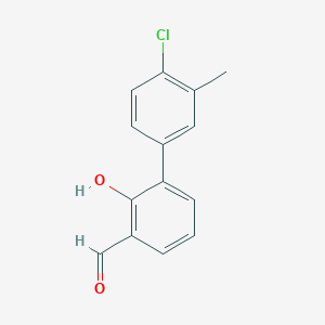 molecular formula C14H11ClO2 B6378300 6-(4-Chloro-3-methylphenyl)-2-formylphenol, 95% CAS No. 1261895-21-9