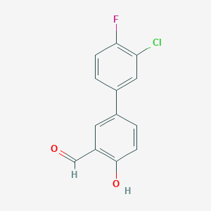 molecular formula C13H8ClFO2 B6378325 4-(3-Chloro-4-fluorophenyl)-2-formylphenol, 95% CAS No. 1111128-98-3