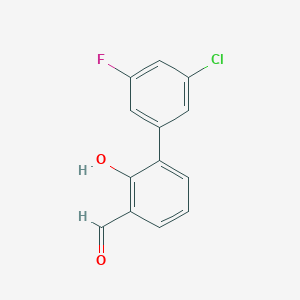 molecular formula C13H8ClFO2 B6378336 6-(3-Chloro-5-fluorophenyl)-2-formylphenol, 95% CAS No. 1261966-22-6