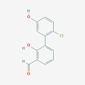 molecular formula C13H9ClO3 B6378346 6-(2-Chloro-5-hydroxyphenyl)-2-formylphenol, 95% CAS No. 1262003-84-8