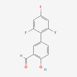 molecular formula C13H7F3O2 B6378354 2-Formyl-4-(2,4,6-trifluorophenyl)phenol, 95% CAS No. 1111129-46-4