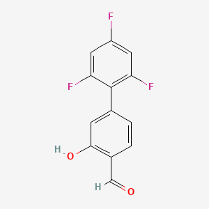 molecular formula C13H7F3O2 B6378361 2-Formyl-5-(2,4,6-trifluorophenyl)phenol, 95% CAS No. 1261925-66-9
