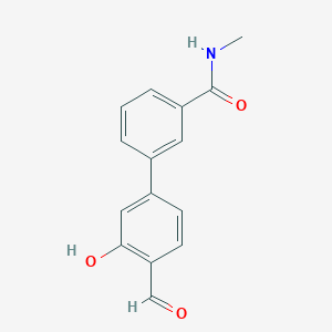 molecular formula C15H13NO3 B6378383 2-Formyl-5-[3-(N-methylaminocarbonyl)phenyl]phenol, 95% CAS No. 1262003-90-6