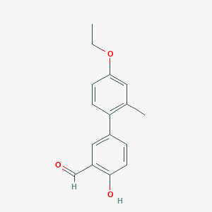 molecular formula C16H16O3 B6378429 4-(4-Ethoxy-2-methylphenyl)-2-formylphenol, 95% CAS No. 1111120-29-6