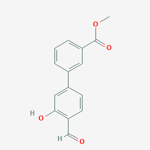 molecular formula C15H12O4 B6378437 2-Formyl-5-(3-methoxycarbonylphenyl)phenol, 95% CAS No. 1261944-42-6