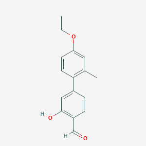 molecular formula C16H16O3 B6378441 5-(4-Ethoxy-2-methylphenyl)-2-formylphenol, 95% CAS No. 1261995-29-2