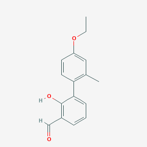 molecular formula C16H16O3 B6378443 6-(4-Ethoxy-2-methylphenyl)-2-formylphenol, 95% CAS No. 1261919-24-7