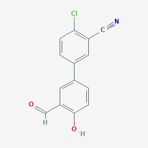 molecular formula C14H8ClNO2 B6378462 4-(4-Chloro-3-cyanophenyl)-2-formylphenol, 95% CAS No. 1261898-24-1