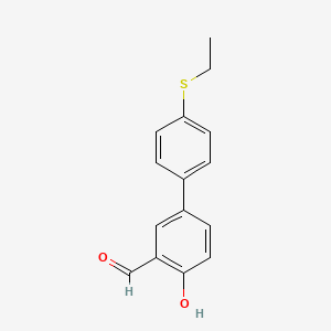 molecular formula C15H14O2S B6378531 4-(4-Ethylthiophenyl)-2-formylphenol, 95% CAS No. 1261890-33-8