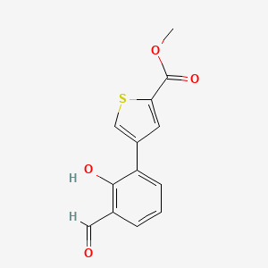 molecular formula C13H10O4S B6378547 2-Formyl-6-[5-(methoxycarbonyl)thiophen-3-yl]phenol, 95% CAS No. 1261986-58-6