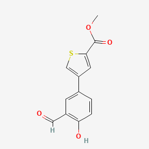 molecular formula C13H10O4S B6378553 2-Formyl-4-[5-(methoxycarbonyl)thiophen-3-yl]phenol, 95% CAS No. 1261892-16-3