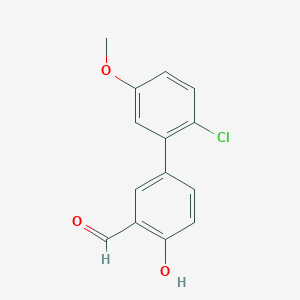 molecular formula C14H11ClO3 B6378554 4-(2-Chloro-5-methoxyphenyl)-2-formylphenol, 95% CAS No. 1111132-43-4
