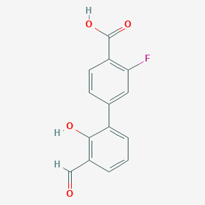 molecular formula C14H9FO4 B6378560 6-(4-Carboxy-3-fluorophenyl)-2-formylphenol, 95% CAS No. 1258618-89-1