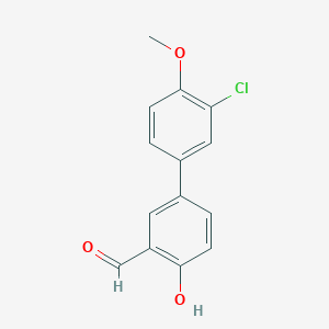 molecular formula C14H11ClO3 B6378568 4-(3-Chloro-4-methoxyphenyl)-2-formylphenol, 95% CAS No. 1111129-32-8
